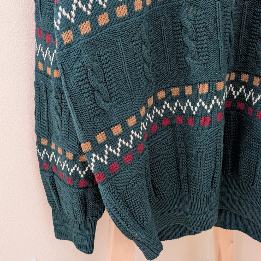 Vintage Abstract Geometric Patterned Chunky Textured Crewneck Sweater - Picture 6 of 8